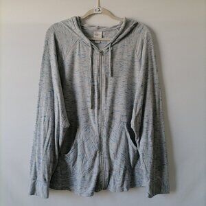Weekends By Chico's Womens Heather Gray Long Sleeve Full Zip Hoodie Size 3 US XL